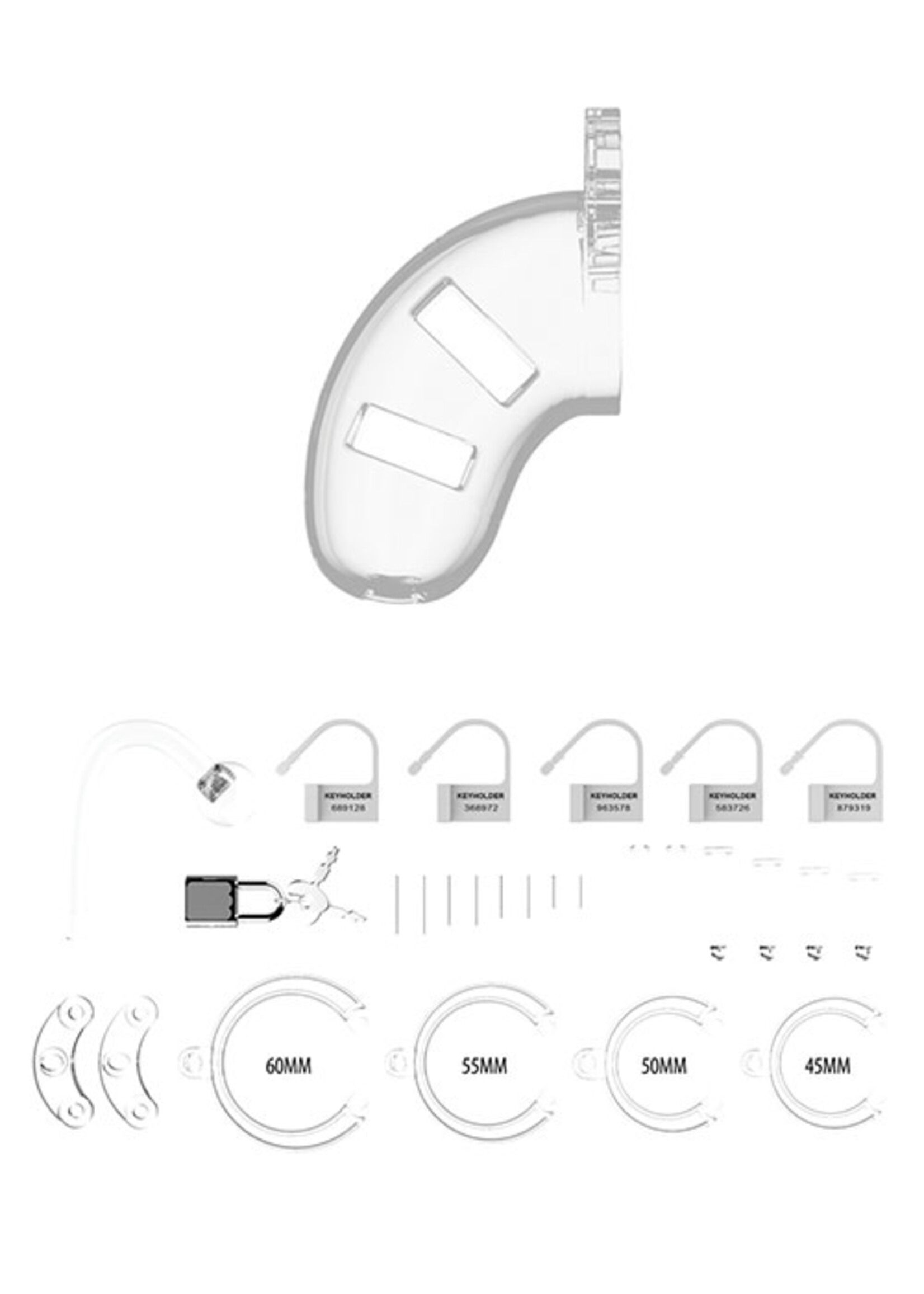 Shots Mancage Shots Man Cage Chastity 3.5" Cock Cage w/Plug Model 10 - Clear