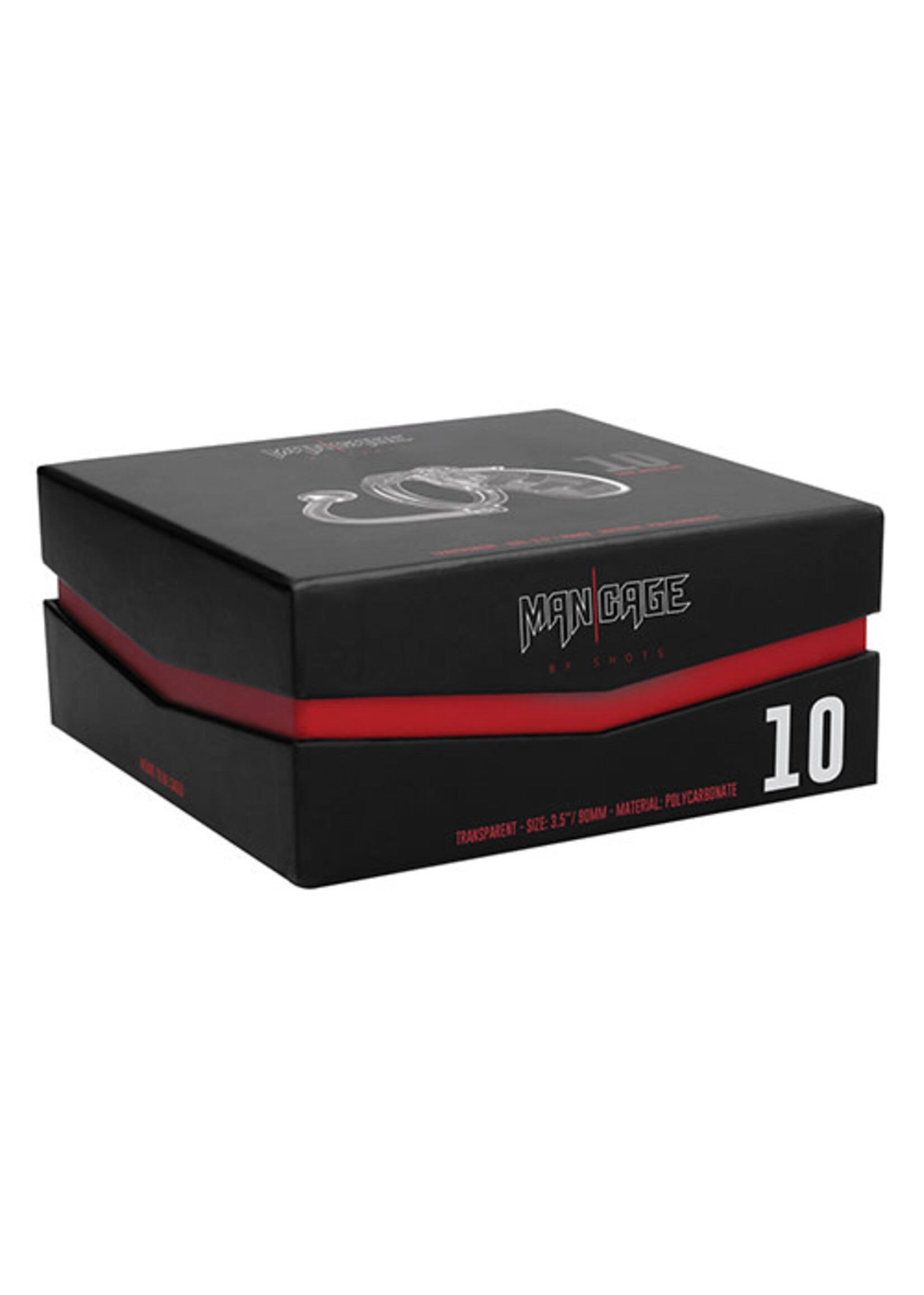 Shots Mancage Shots Man Cage Chastity 3.5" Cock Cage w/Plug Model 10 - Clear