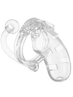 Shots Mancage Shots Man Cage Chastity 3.5" Cock Cage w/Plug Model 10 - Clear