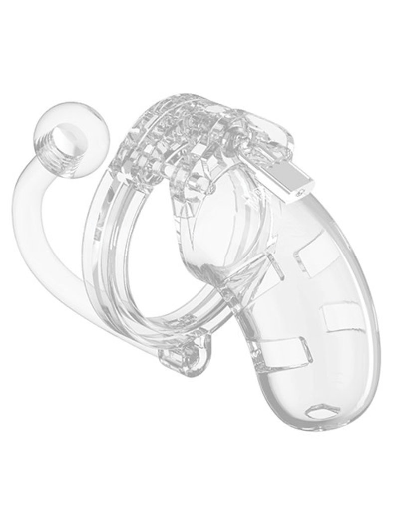 Shots Mancage Shots Man Cage Chastity 3.5" Cock Cage w/Plug Model 10 - Clear