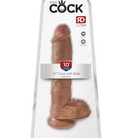Pipedream King Cock 10" Cock With Balls - Tan