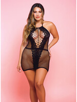 Glitter Netted Bad Romance Chemise Black QN