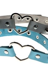 Touch of Fur Adjustable Soft Leather Heart Collar with Spikes