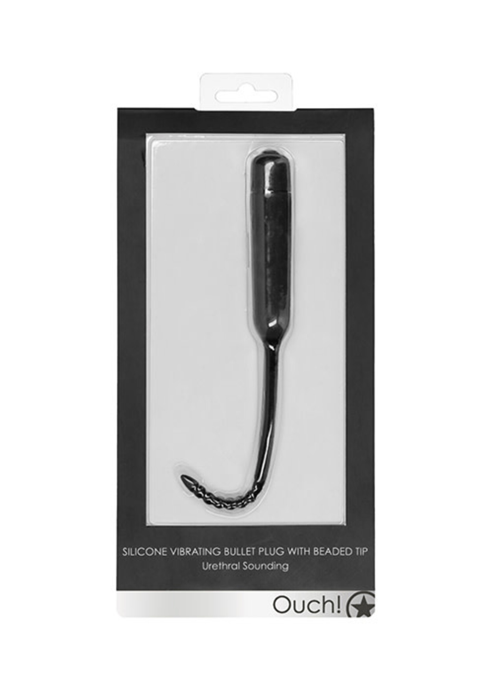 Ouch Urethral Sounding Silicone Vibrating Bullet Plug with Beaded Tip
