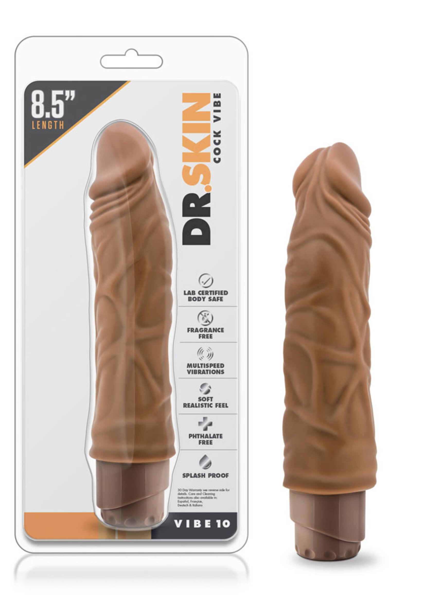Blush Novelties Dr. Skin - Cock Vibe 10 - 8.5 Inch Vibrating Cock - Mocha