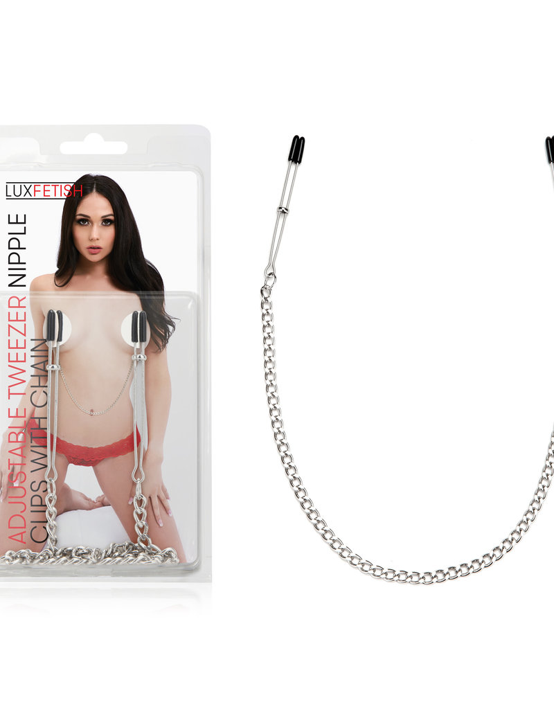Lux Fetish Adjustable Tweezer Nipple Clips With Chain