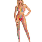 Pink Lipstick Pink Lipstick Roy G. Biv 2 pc Bodystocking Rainbow O/S