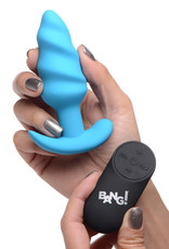 XR Brands Bang 21x Silicone Swirl Plug With Remote - Blue
