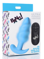 XR Brands Bang 21x Silicone Swirl Plug With Remote - Blue