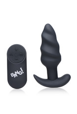 XR Brands Bang 21x Silicone Swirl Plug With Remote -Black
