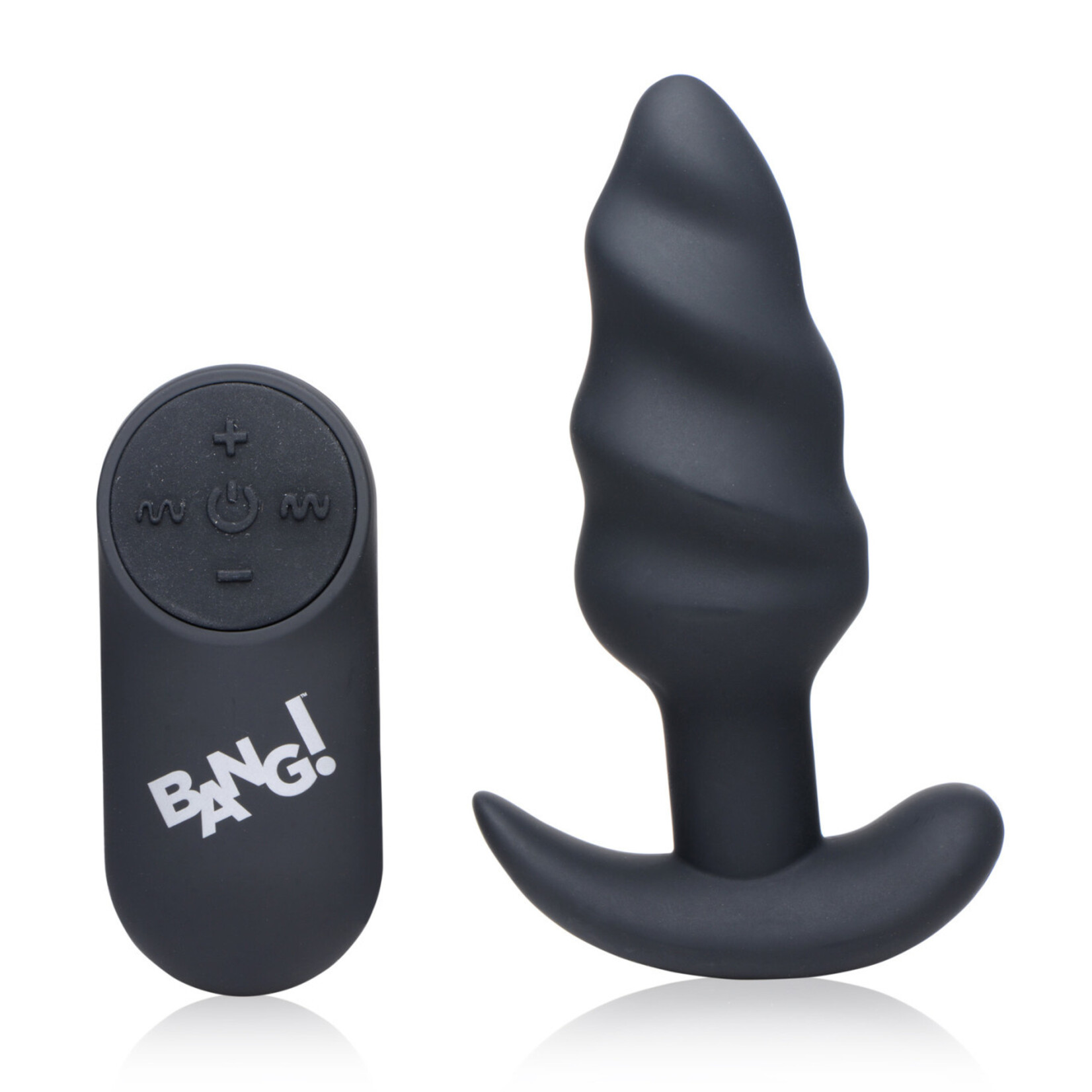 XR Brands Bang 21x Silicone Swirl Plug With Remote -Black