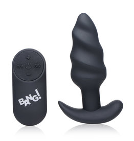 XR Brands Bang 21x Silicone Swirl Plug With Remote -Black