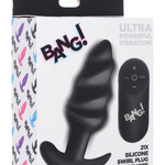 XR Brands Bang 21x Silicone Swirl Plug With Remote -Black