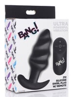 XR Brands Bang 21x Silicone Swirl Plug With Remote -Black
