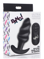 XR Brands Bang 21x Silicone Swirl Plug With Remote -Black