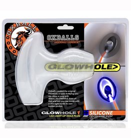 Oxballs Glowhole 1 Light Up Hollow Silicone Buttplug - Small - Frost/Clear