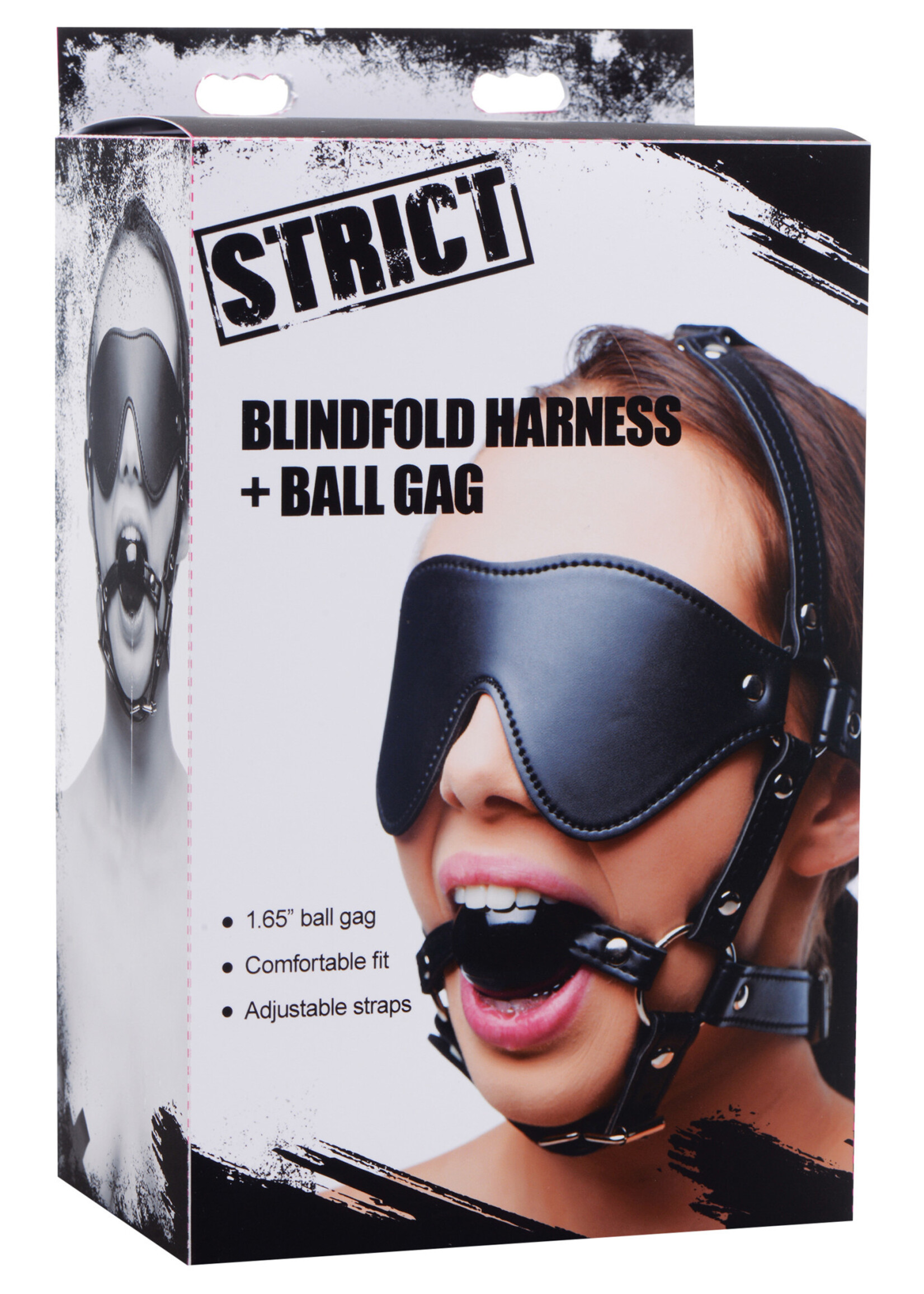 XR Brands Strict Blindfold Harness + Ball Gag