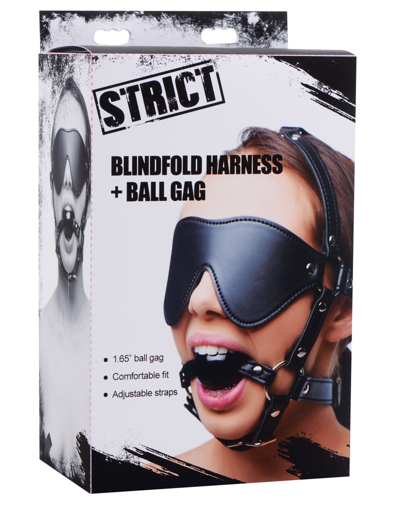 XR Brands Strict Blindfold Harness + Ball Gag