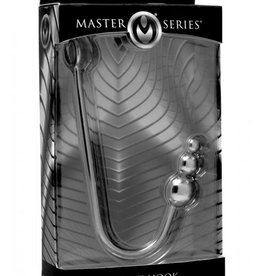 XR Brands Master Series Master Series Meat Hook Beaded Anal Hook - Silver