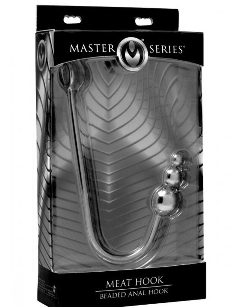 XR Brands Master Series Master Series Meat Hook Beaded Anal Hook - Silver