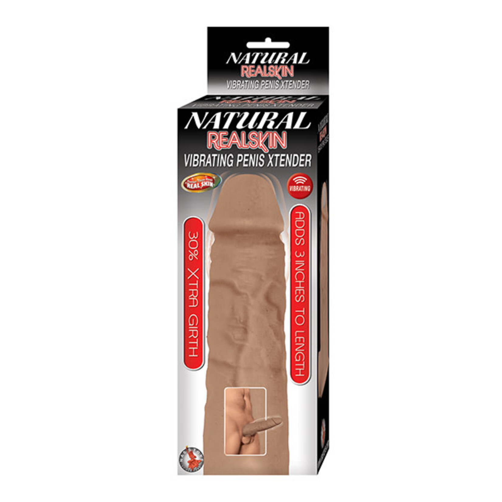 NassToys Natural Realskin Vibrating Penis Xtender - Brown