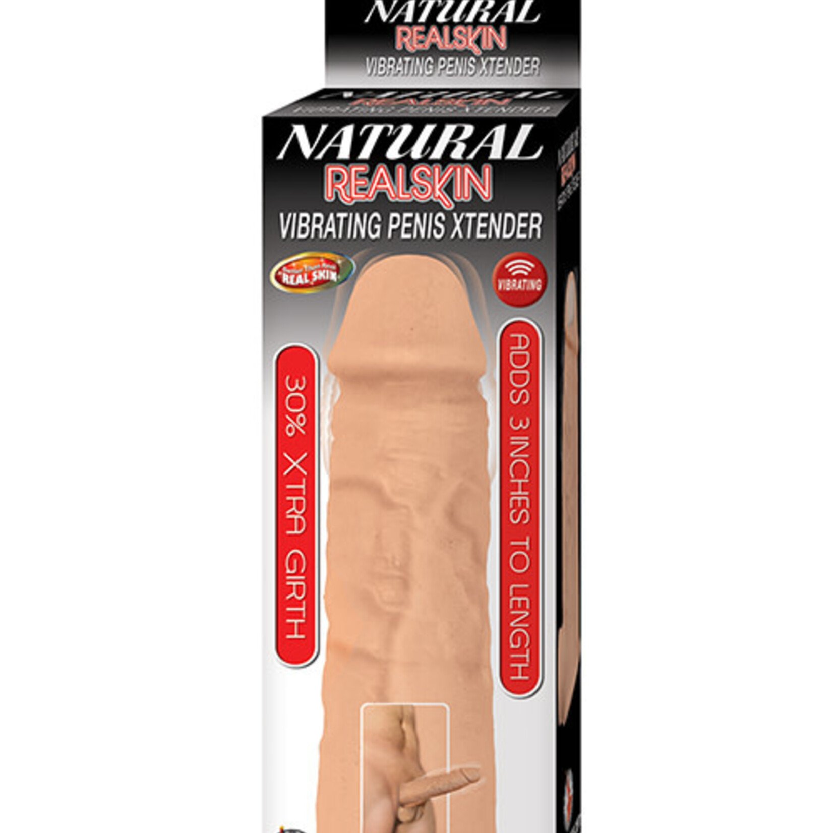 NassToys Natural Realskin Vibrating Penis Xtender - White