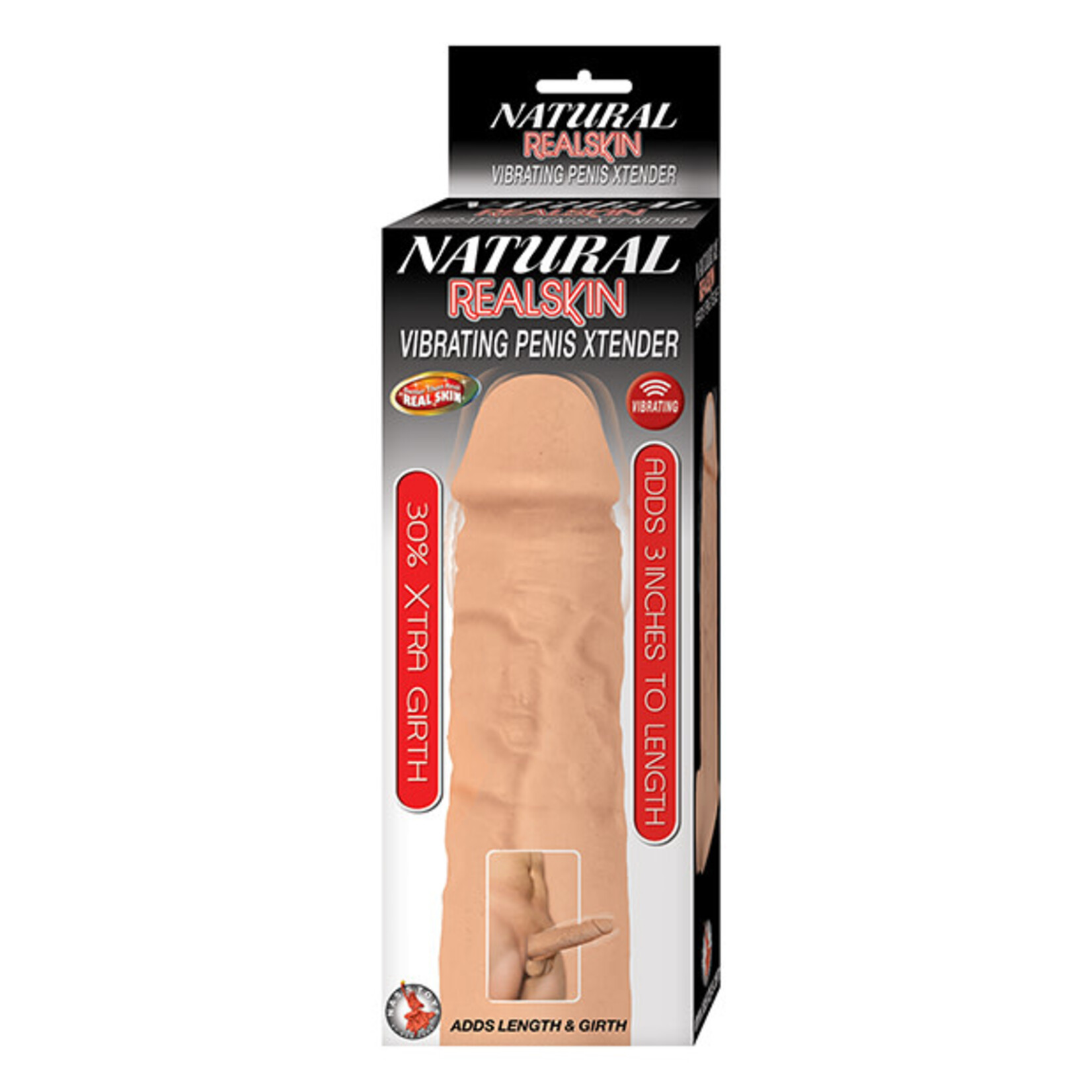NassToys Natural Realskin Vibrating Penis Xtender - White