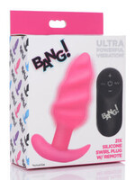 XR Brands Bang 21x Silicone Swirl Plug With Remote - Pink