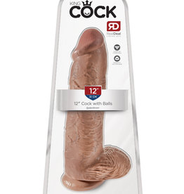 Pipedream King Cock 12" Cock With Balls - Tan