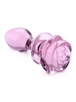 XR Brands Booty Sparks Booty Sparks Pink Rose Glass Anal Plug