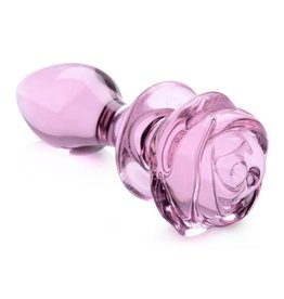 XR Brands Booty Sparks Booty Sparks Pink Rose Glass Anal Plug