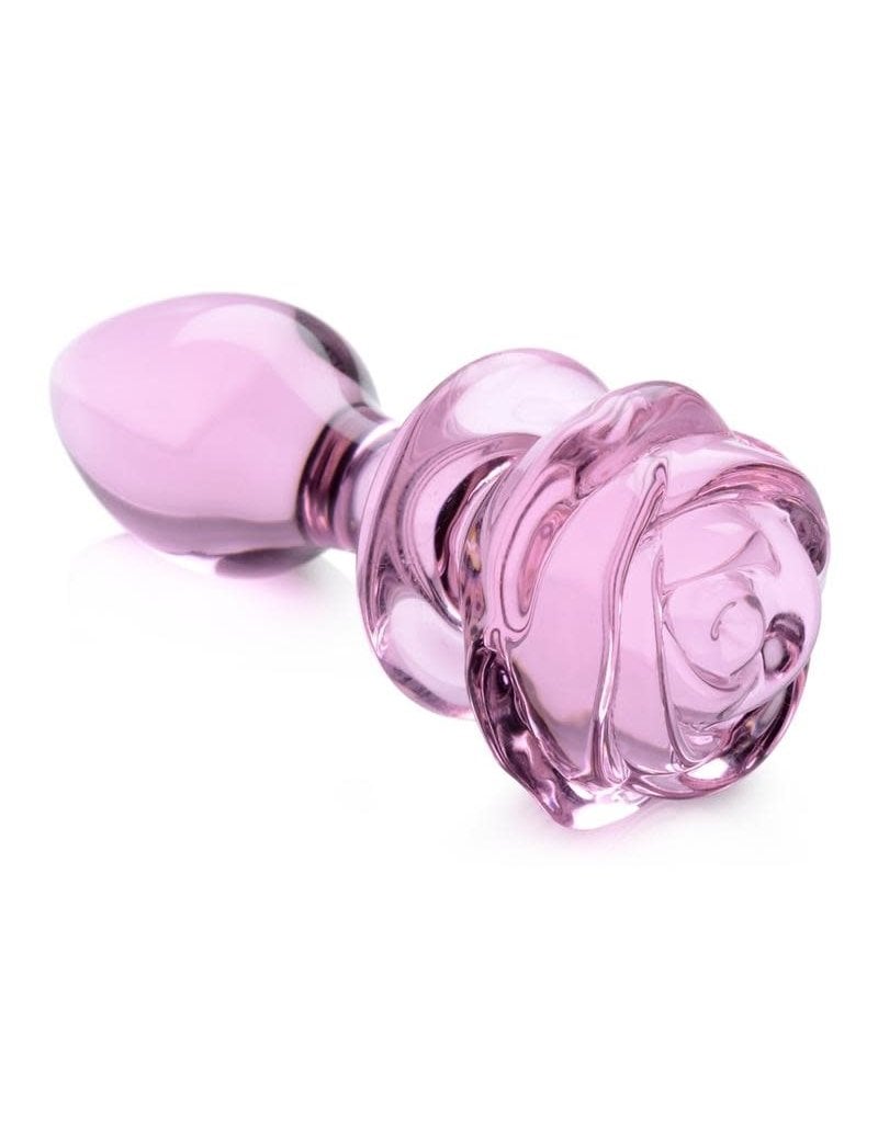 XR Brands Booty Sparks Booty Sparks Pink Rose Glass Anal Plug