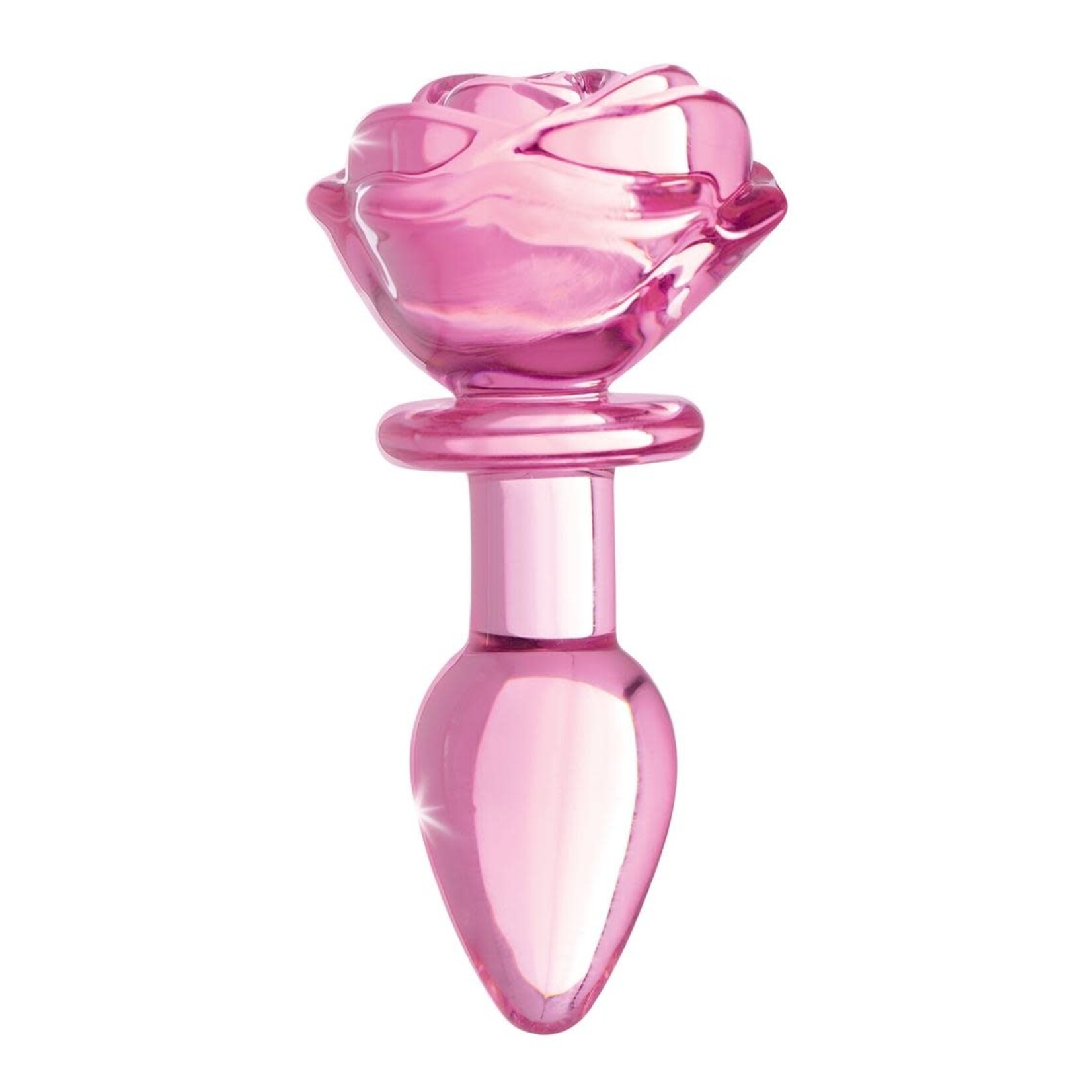 XR Brands Booty Sparks Booty Sparks Pink Rose Glass Anal Plug