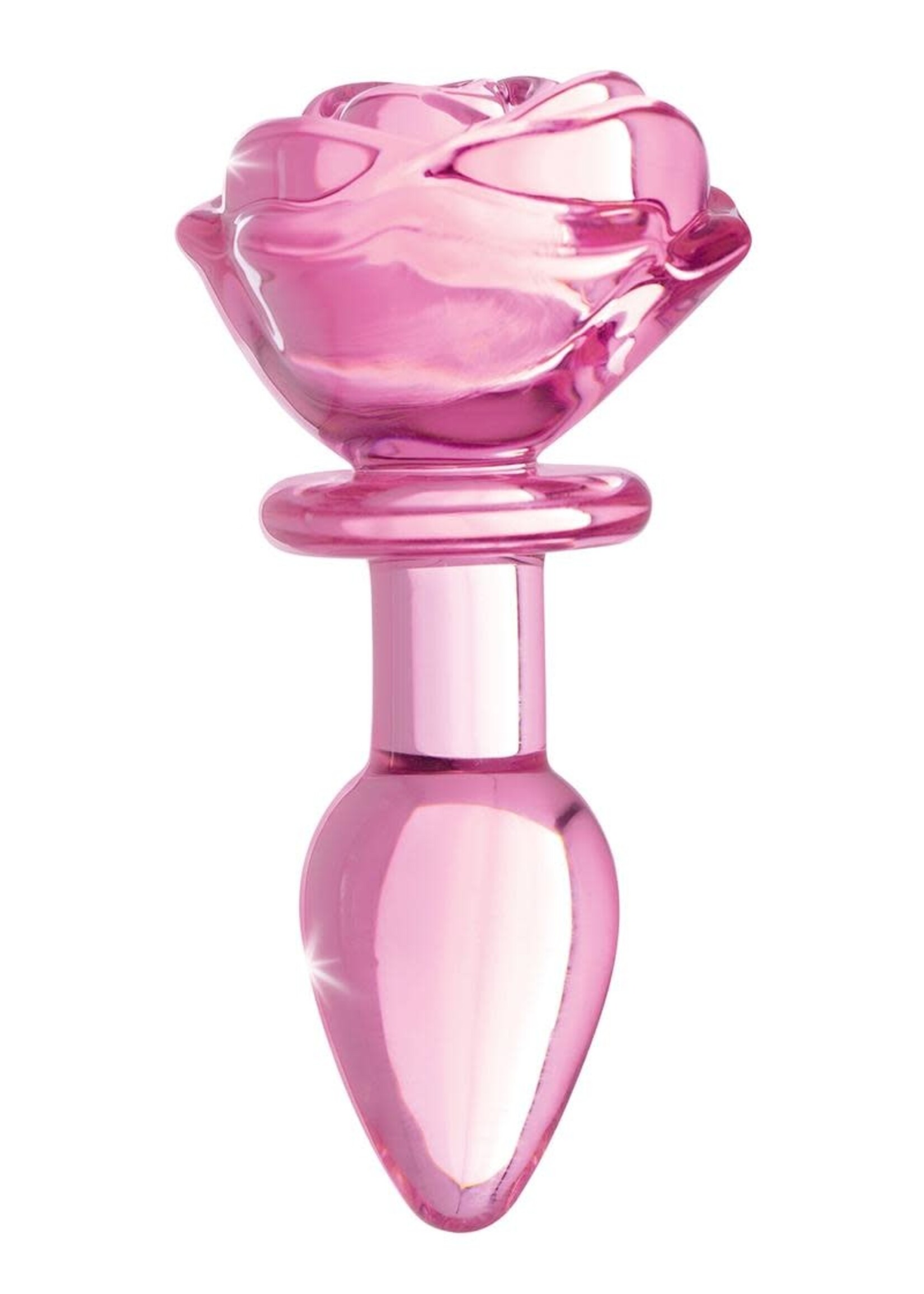XR Brands Booty Sparks Booty Sparks Pink Rose Glass Anal Plug