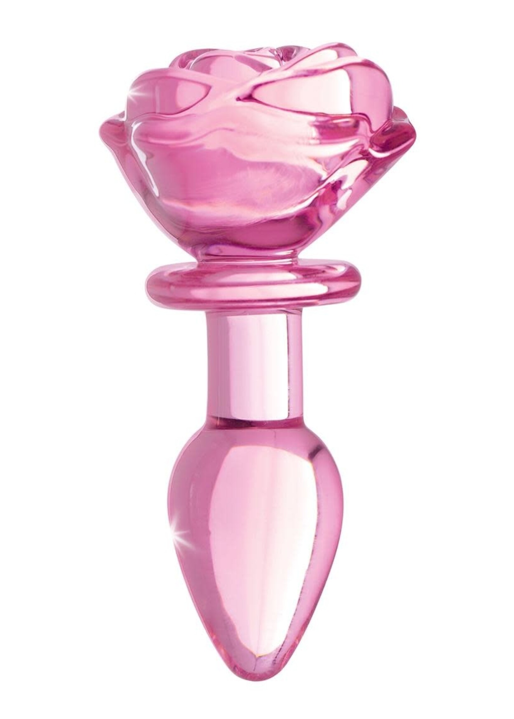 XR Brands Booty Sparks Booty Sparks Pink Rose Glass Anal Plug