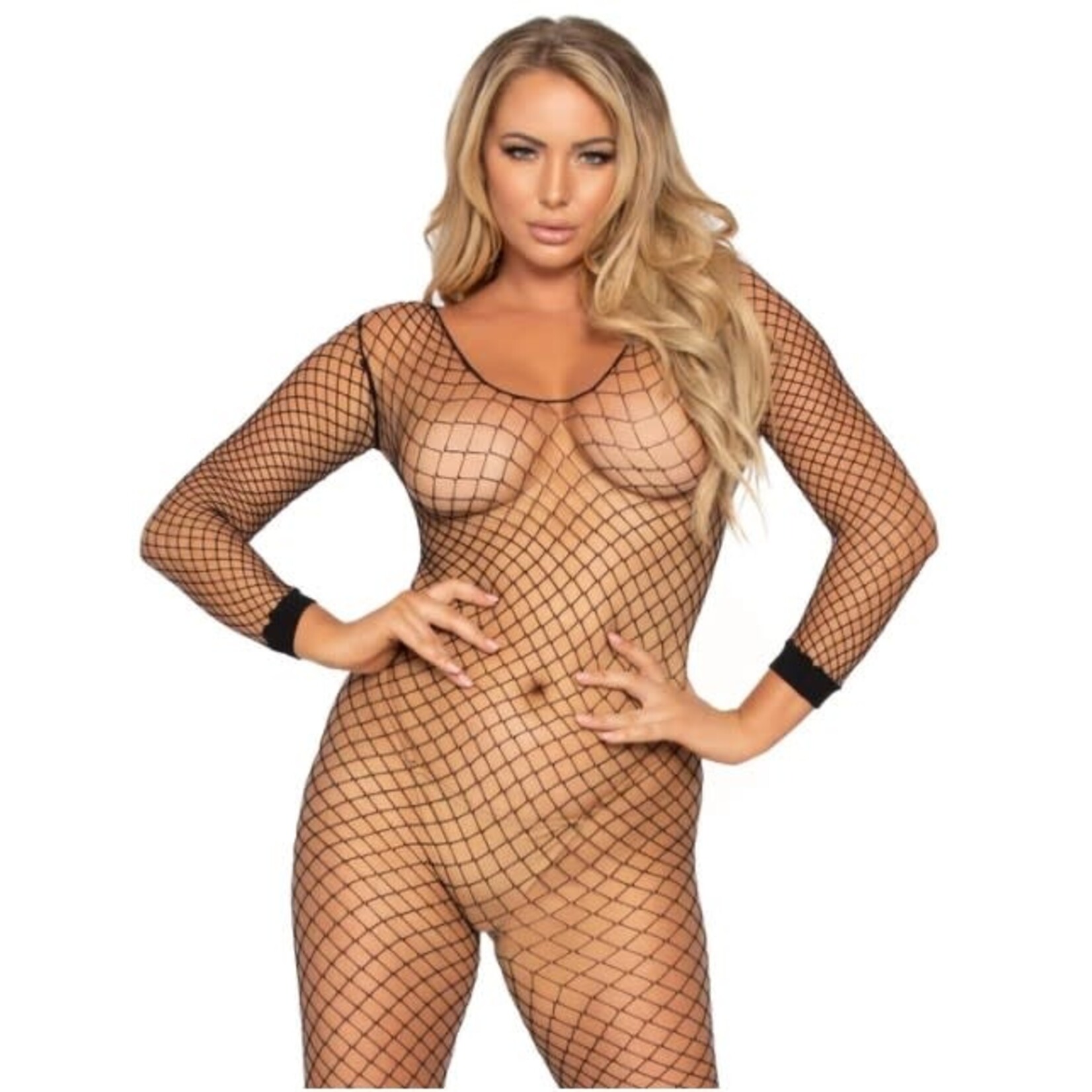 Leg Avenue Lycra Industrial Long Sleeves Bodystocking O/S BLACK