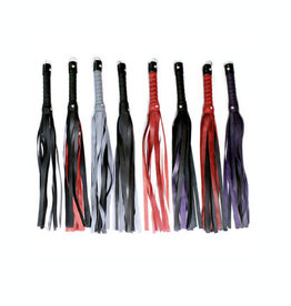 Touch of Fur 24" Deluxe Leather Flogger - Red on Black