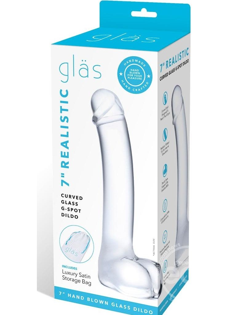 Glas Glas Realistic Curved Glass G Spot Dildo 7in - Clear