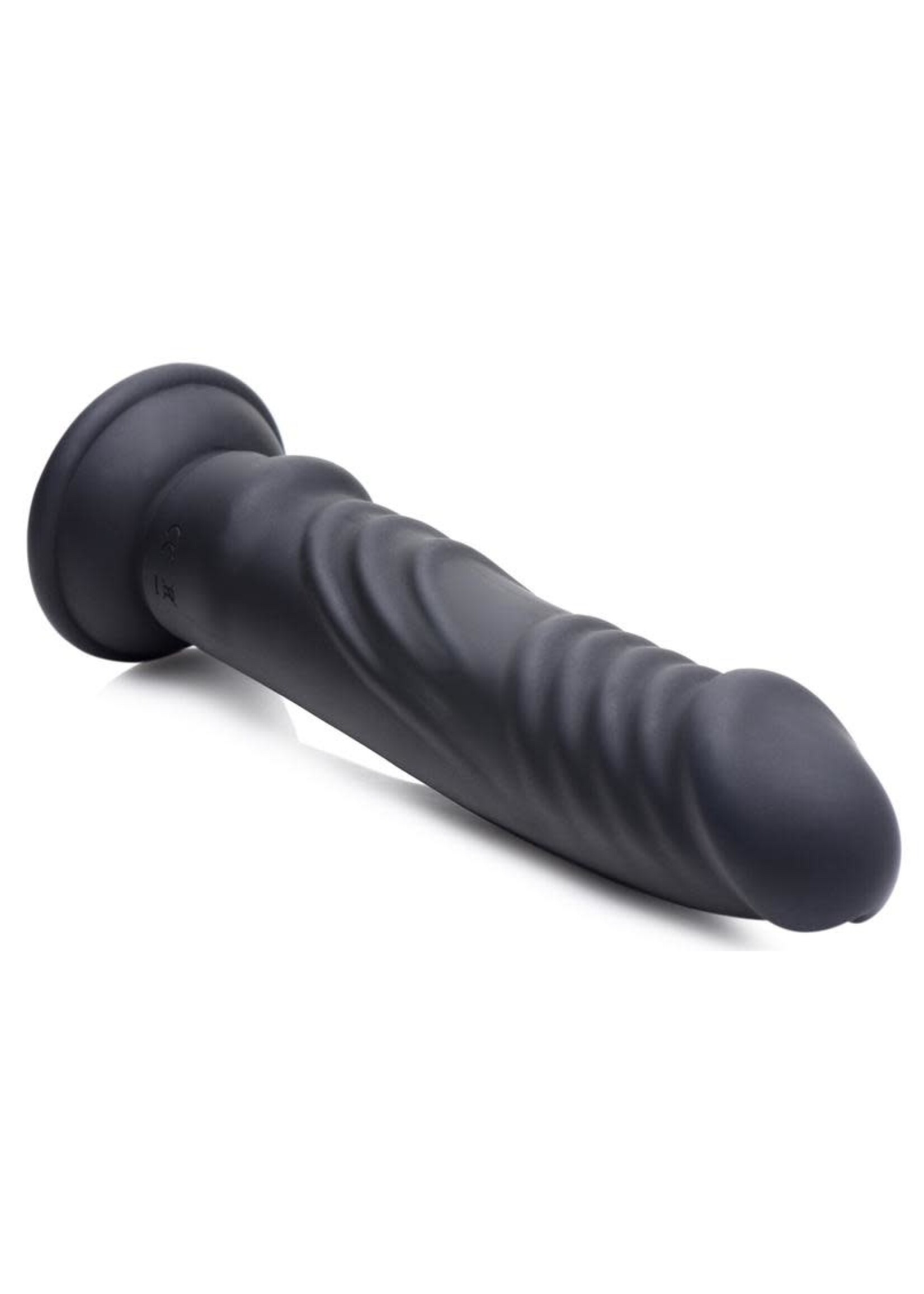 XR Brands Zeus Electrosex Zeus Vibrating & E-Stim Rechargeable Silicone Dildo With Remote Control 7.9in- Black