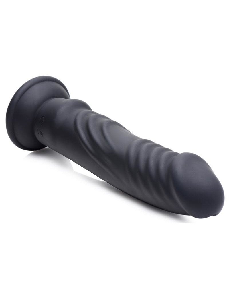 XR Brands Zeus Electrosex Zeus Vibrating & E-Stim Rechargeable Silicone Dildo With Remote Control 7.9in- Black