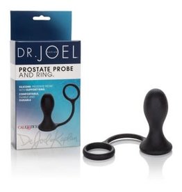 Calexotics Dr. Kaplan Prostate Silicone Probe With Cockring Black 3.5 Inch