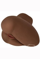 Curve Toys Mistress Jada Vibrating BioSkin Sidesaddle Stroker - Pussy And Ass - Chocolate
