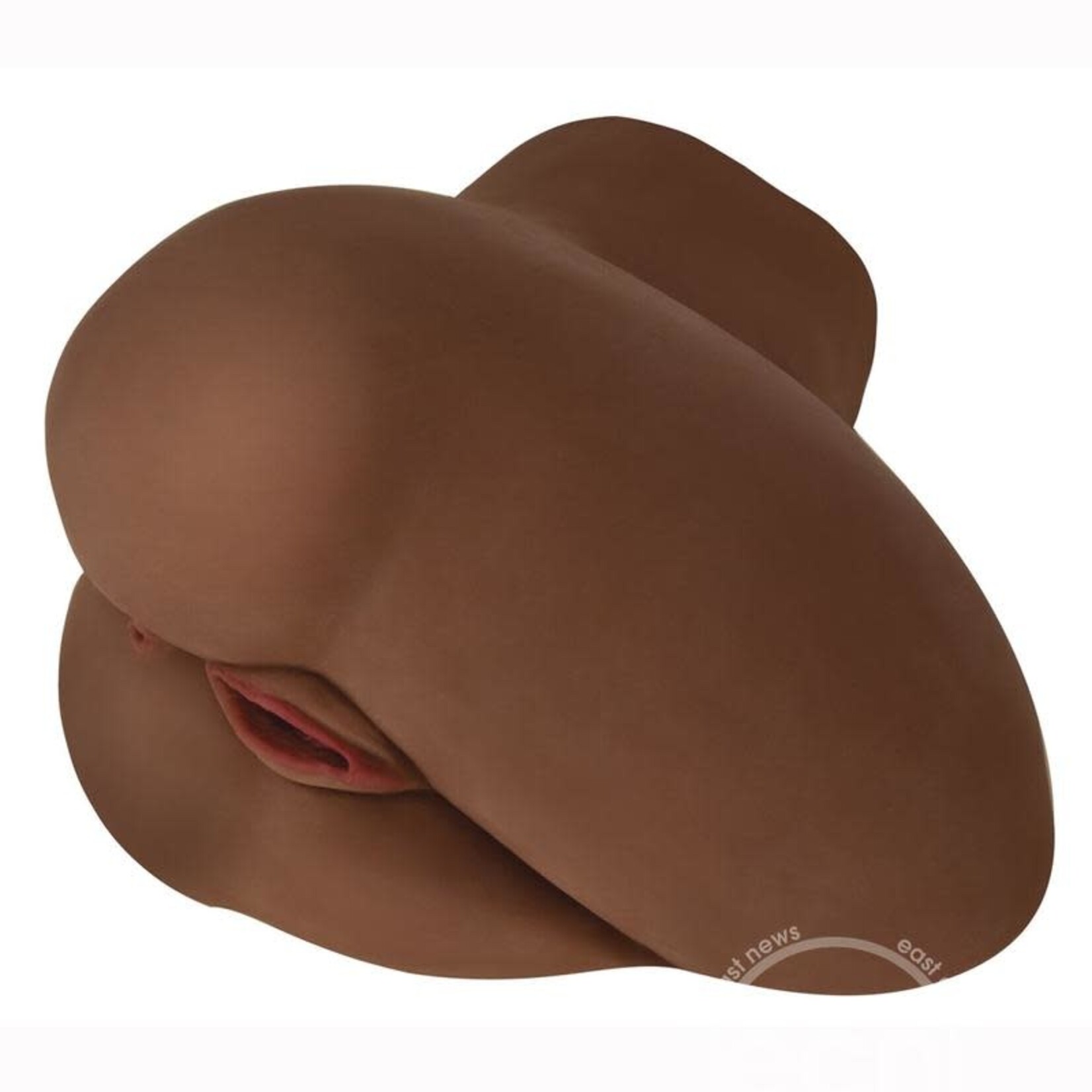 Curve Toys Mistress Jada Vibrating BioSkin Sidesaddle Stroker - Pussy And Ass - Chocolate
