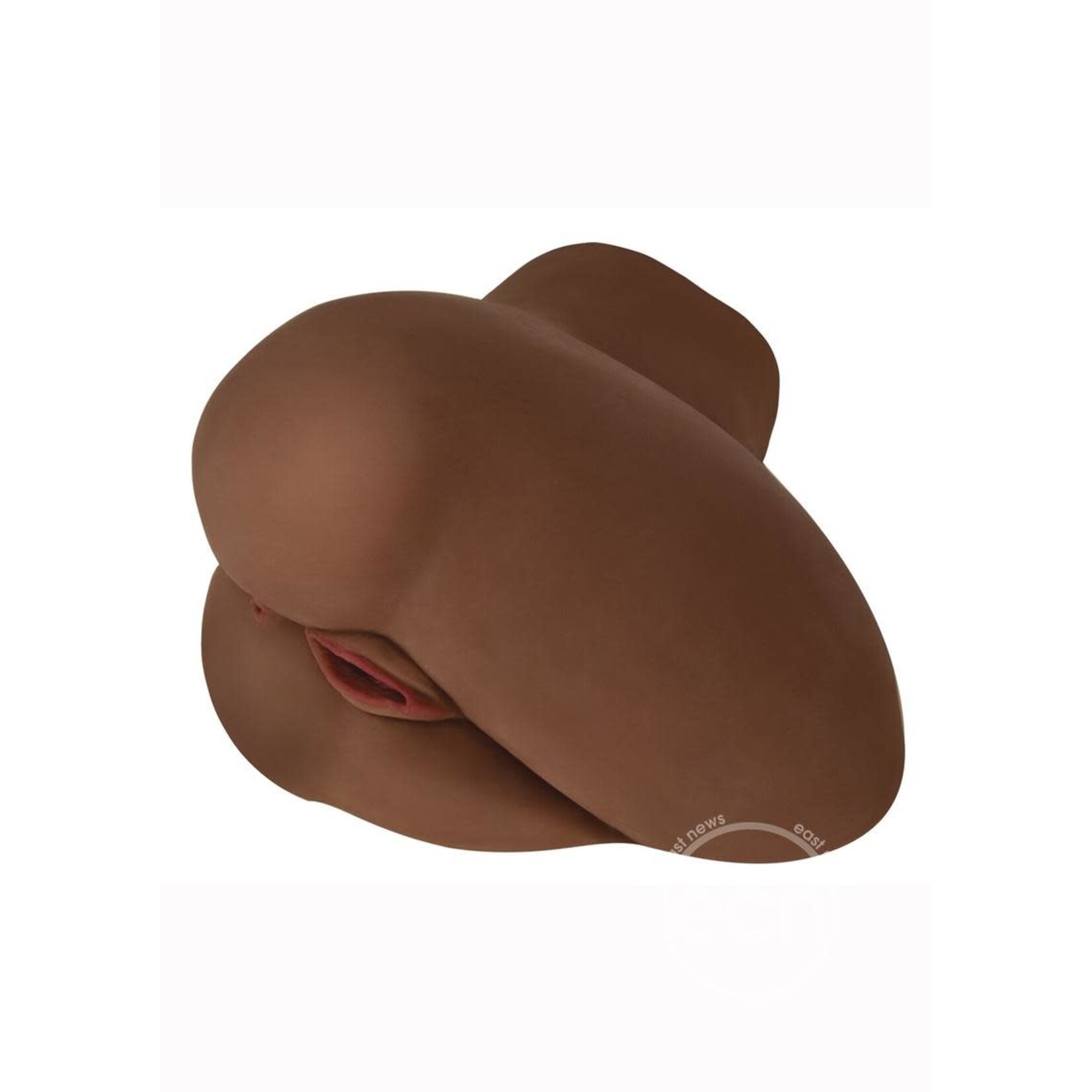 Curve Toys Mistress Jada Vibrating BioSkin Sidesaddle Stroker - Pussy And Ass - Chocolate