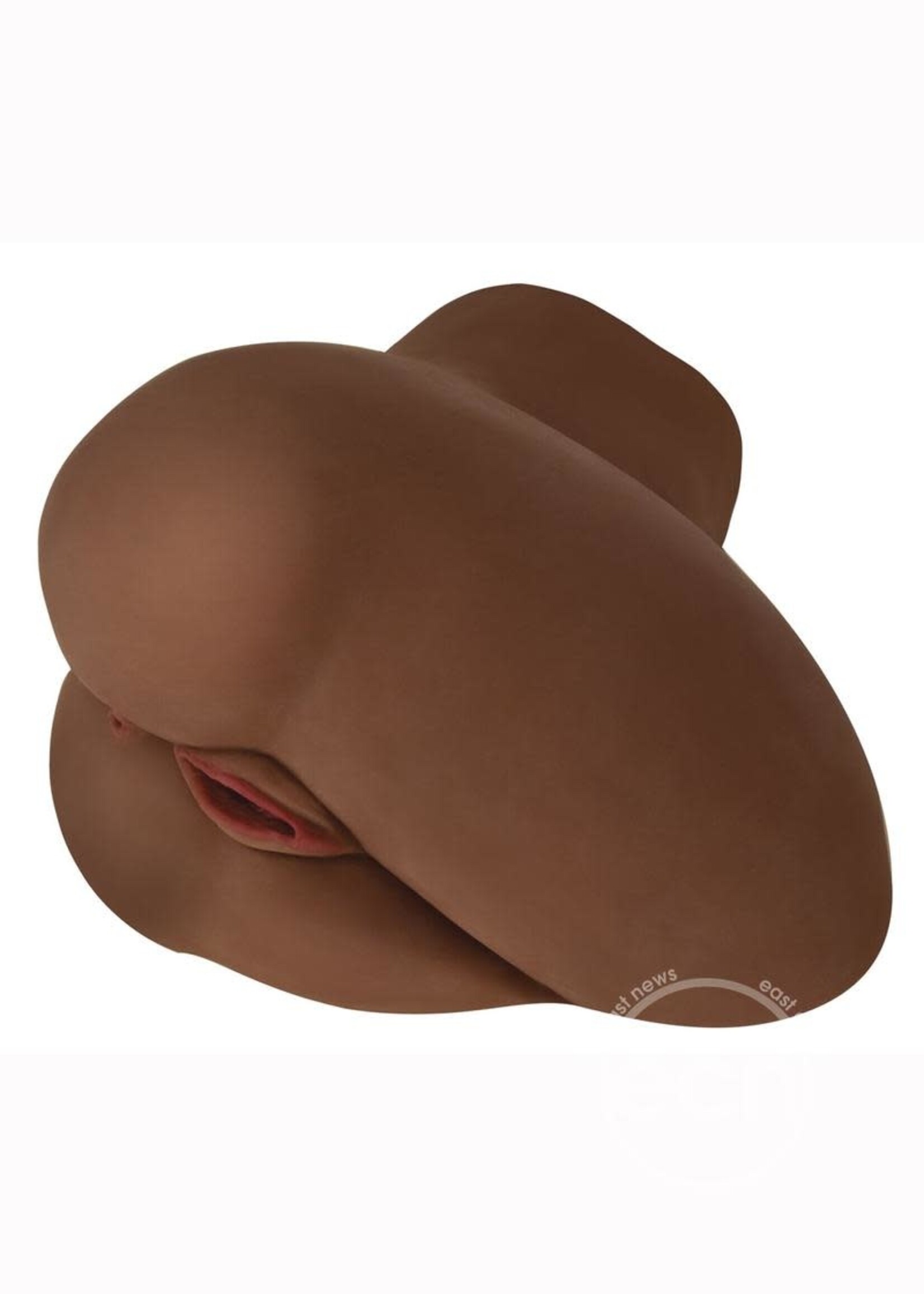 Curve Toys Mistress Jada Vibrating BioSkin Sidesaddle Stroker - Pussy And Ass - Chocolate