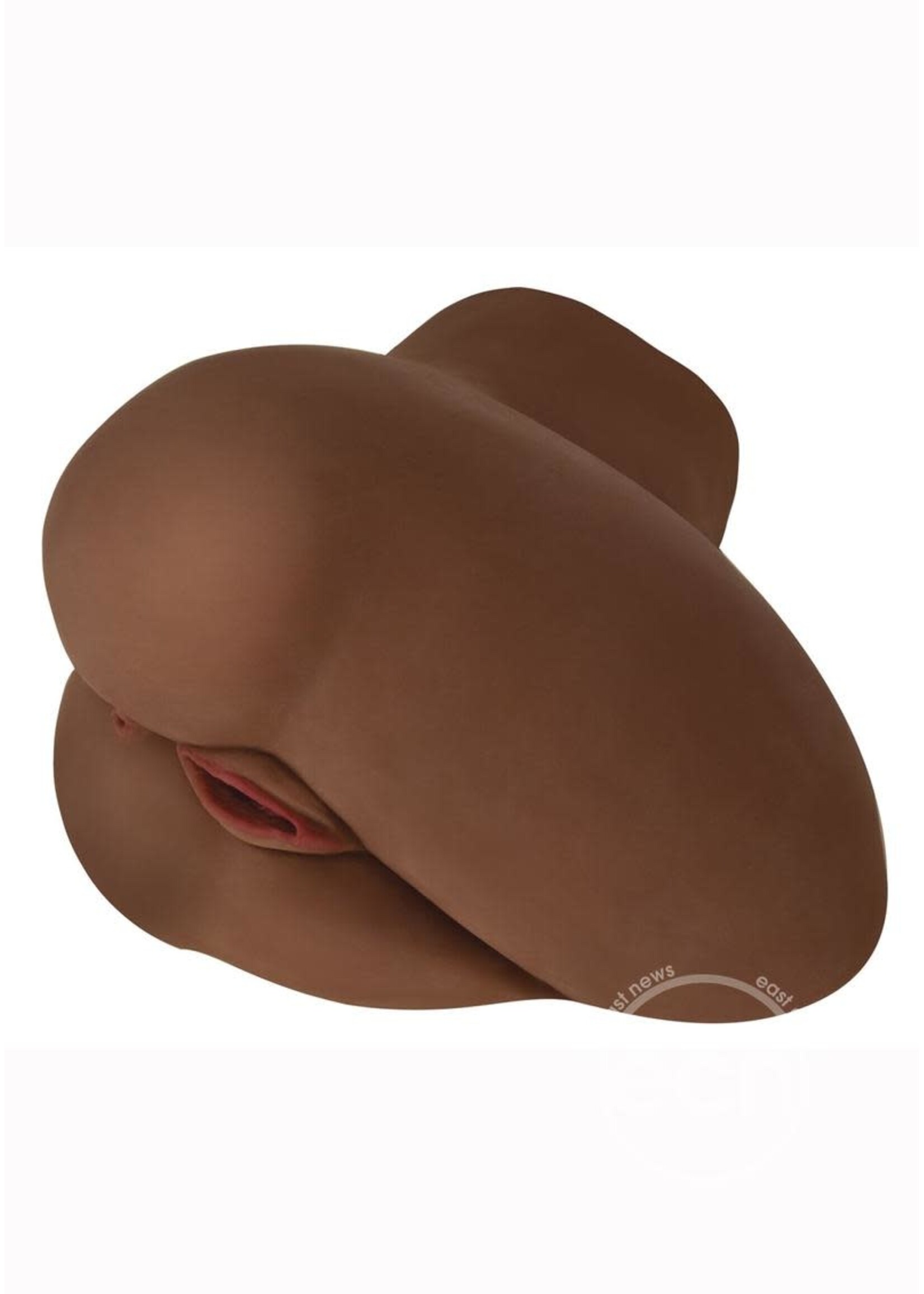 Curve Toys Mistress Jada Vibrating BioSkin Sidesaddle Stroker - Pussy And Ass - Chocolate