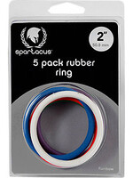 Spartacus Rubber Cock Ring 5 Pack - 2" - Rainbow