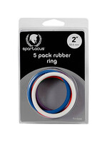 Spartacus Rubber Cock Ring 5 Pack - 2" - Rainbow