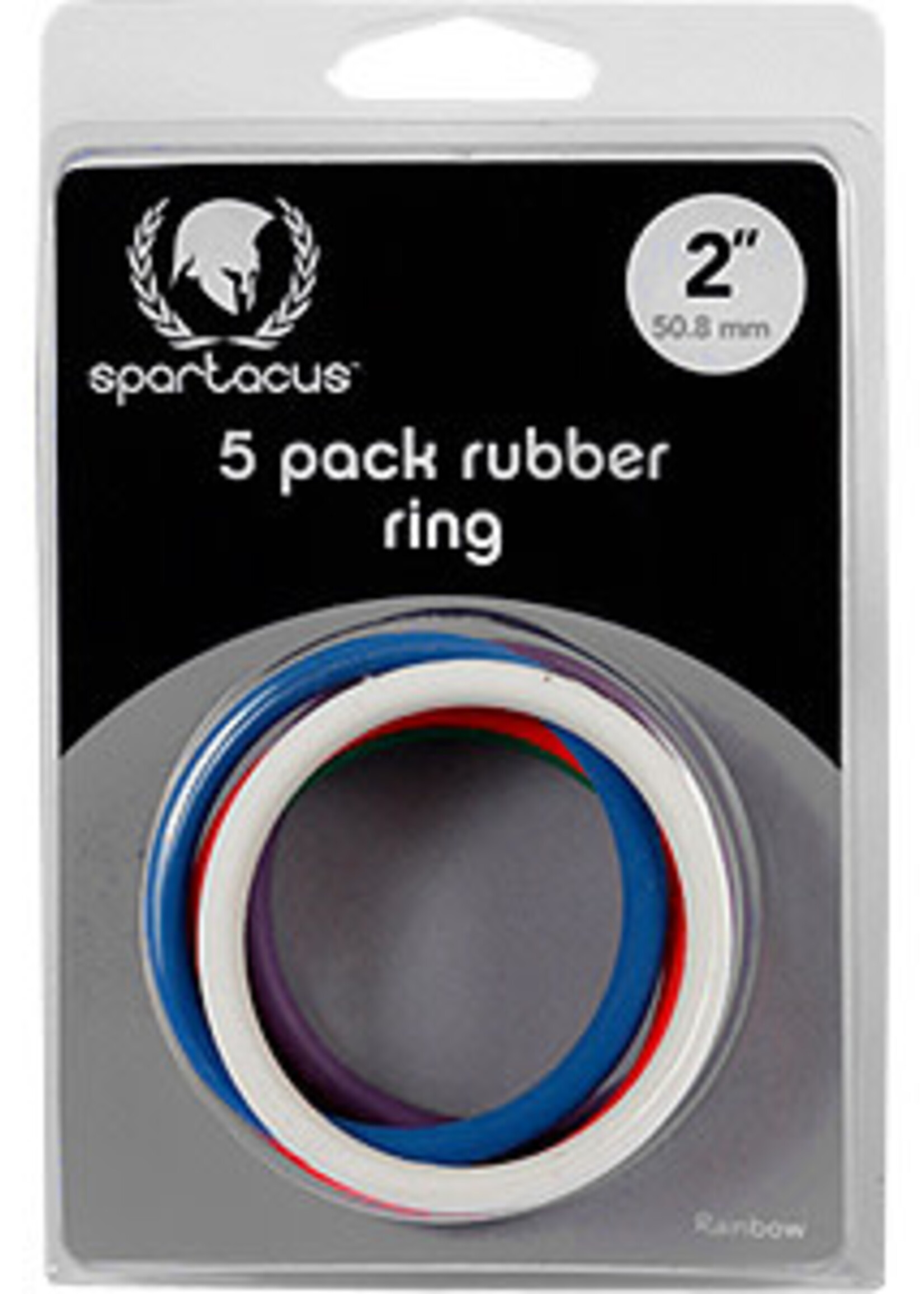 Spartacus Rubber Cock Ring 5 Pack - 2" - Rainbow