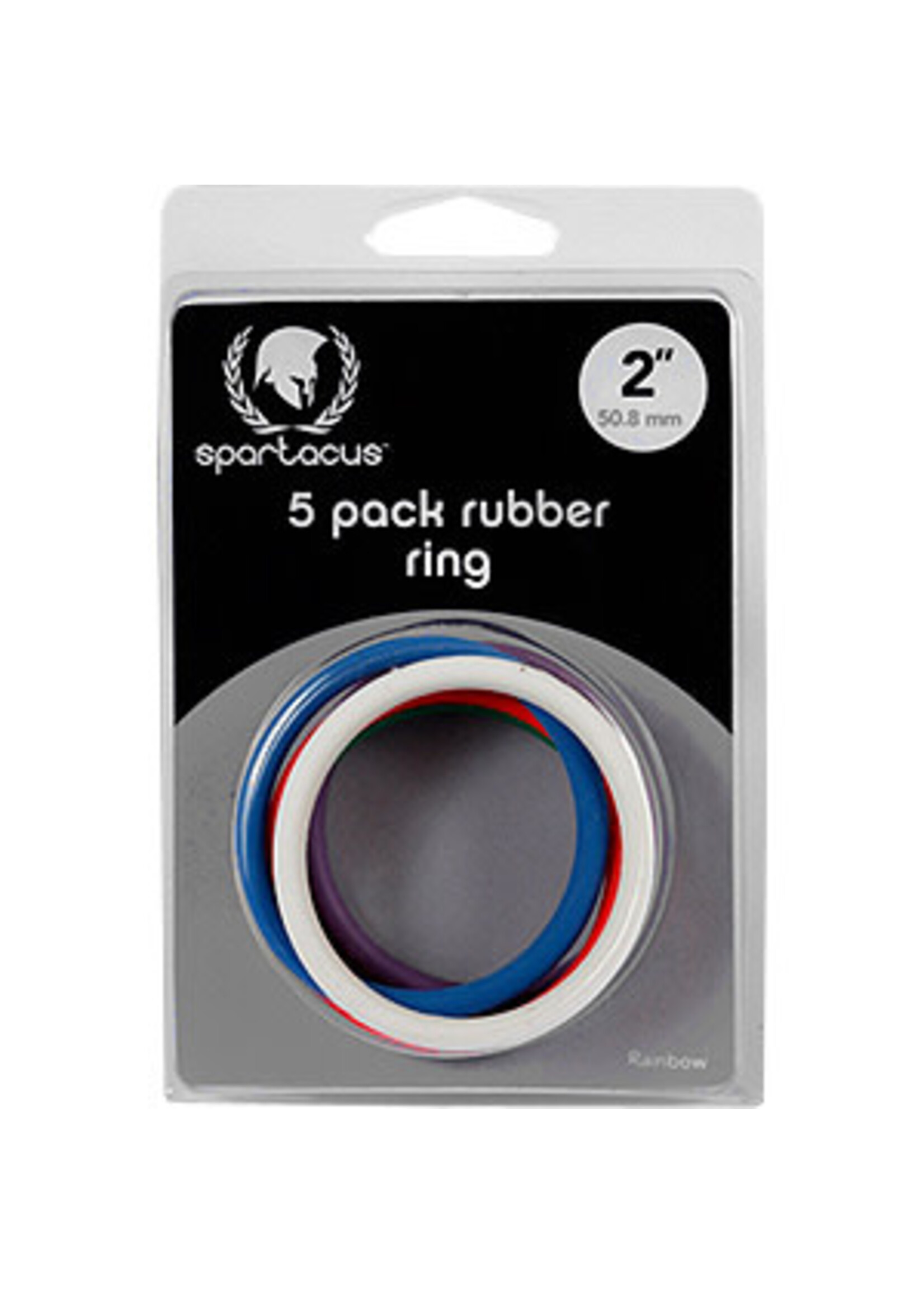 Spartacus Rubber Cock Ring 5 Pack - 2" - Rainbow